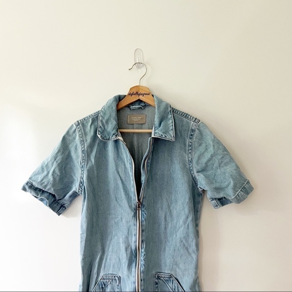 Everlane The Denim Short Coverall Overall Romper - Picture 9 of 15